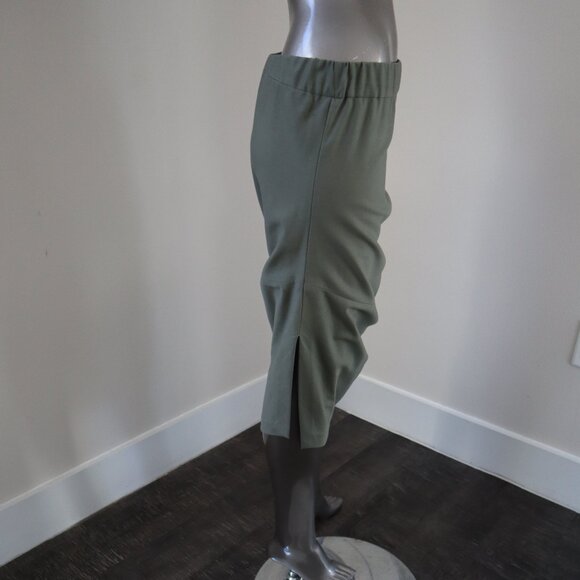 Brunello Cucinelli Skirt Monili Track Rushed Army Green Cotton Twill Size 4 - Picture 5 of 9